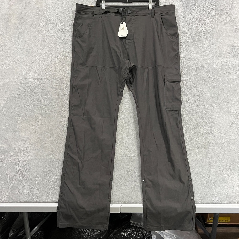 PrAna Zion II Pant Men's 40x36 Relaxed Straight Dark Iron Roll Up Outdoors Gray